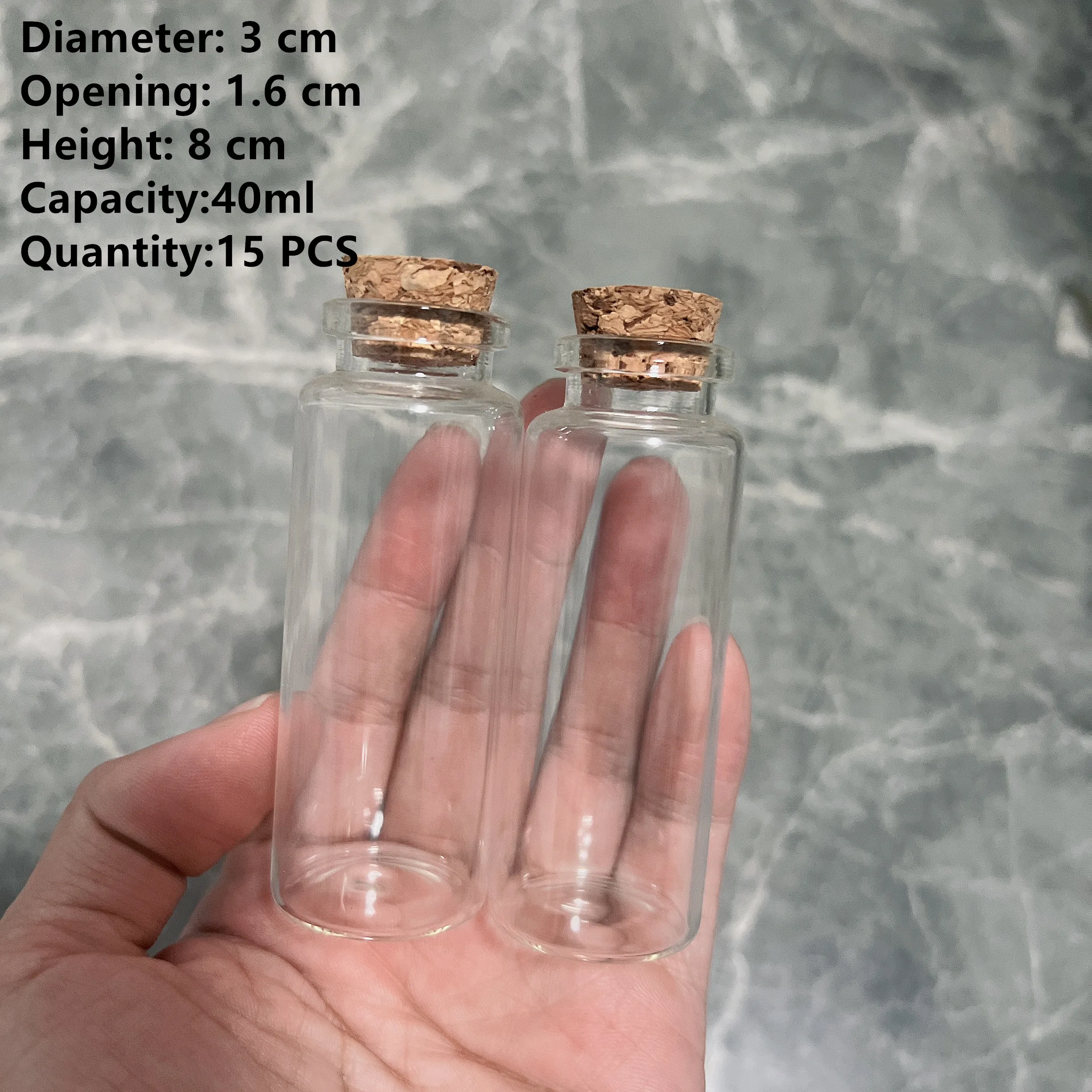 

15 Pcs Glass Jars 16*30*80mm 40ml Glass bottle Test Tubes With Cork Stopper Wishing Bottles for Art DIY Crafts