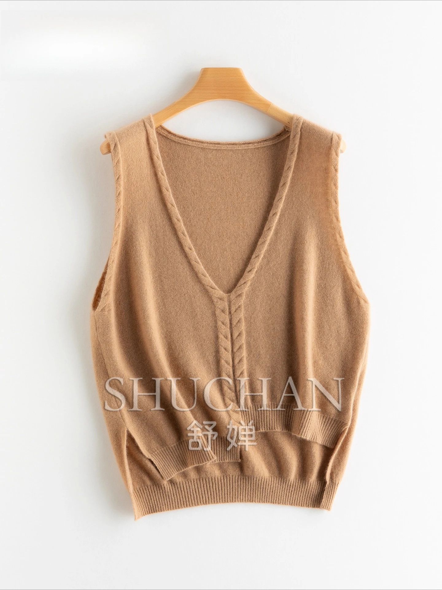 

Fashion 25 Autumn and Winter New 100% Cashmere Vest V-neck Sleeveless Knitted Sweater Vest Women's Vest Top 150g