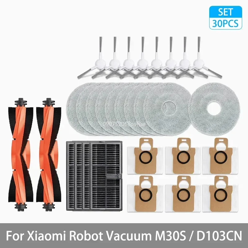 Voor Xiaomi Mijia M30S D103CN Robot Vacuüm Onderdelen Verbruiksartikelen Belangrijkste Zijborstel Hepa Filter Mop Doek Stofzak Accessoires