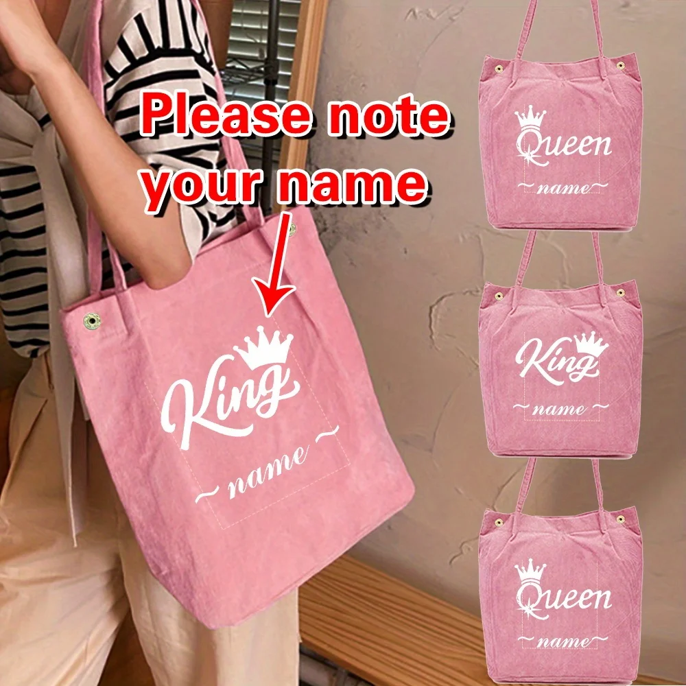 

Personalized Custom New Women's Corduroy Shoulder Bag Fashion Handbag Large Capacity Lightweight Foldable Handbag