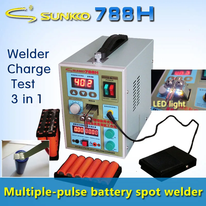 SUNKKO 788H Double-fulse Micro-computer Spot Welding Charger Lithium Battery Assembly Testing Stations