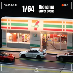 1/64 Diorama Street Scene City Corner Car Model Miniature PVC Photography Props Suitable For 1:64 Diecast Hot Wheels MiniGT JKM