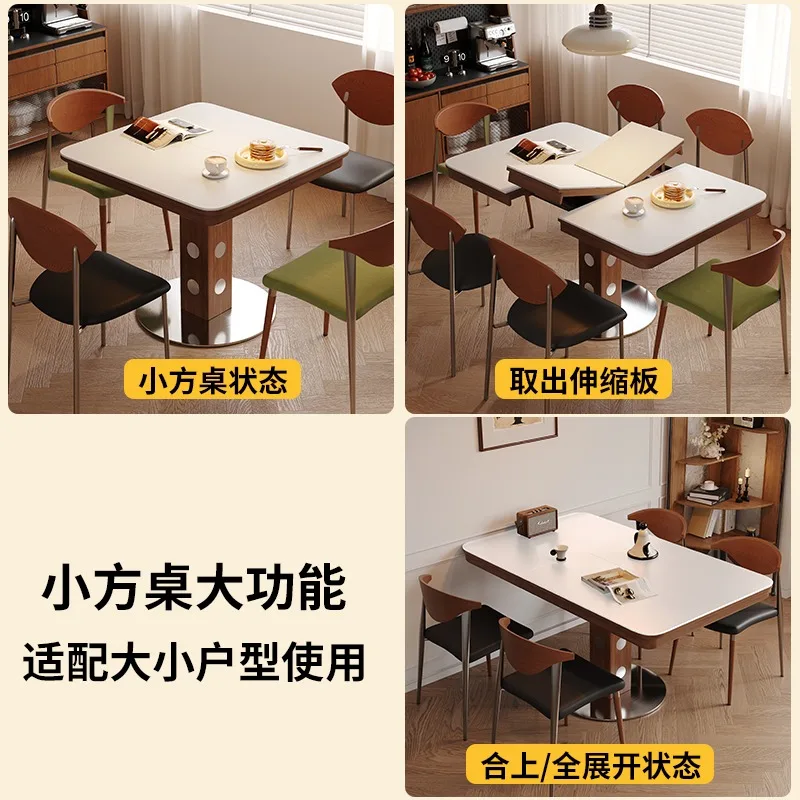 طاولة طعام قابلة للسحب من الخشب الصلب، طاولة قابلة للطي متعددة الوظائف، مكتب شقة صغير منزلي #4