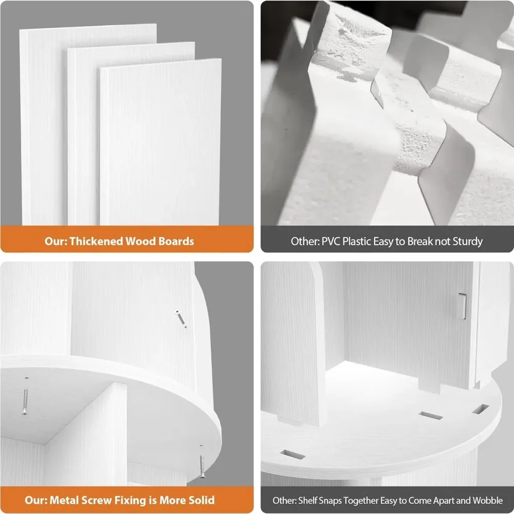 Rotating Bookshelf, Small Corner Bookshelf for Small Space, 360 Display 4 Tier Floor Standing Bookcase Storage Rack