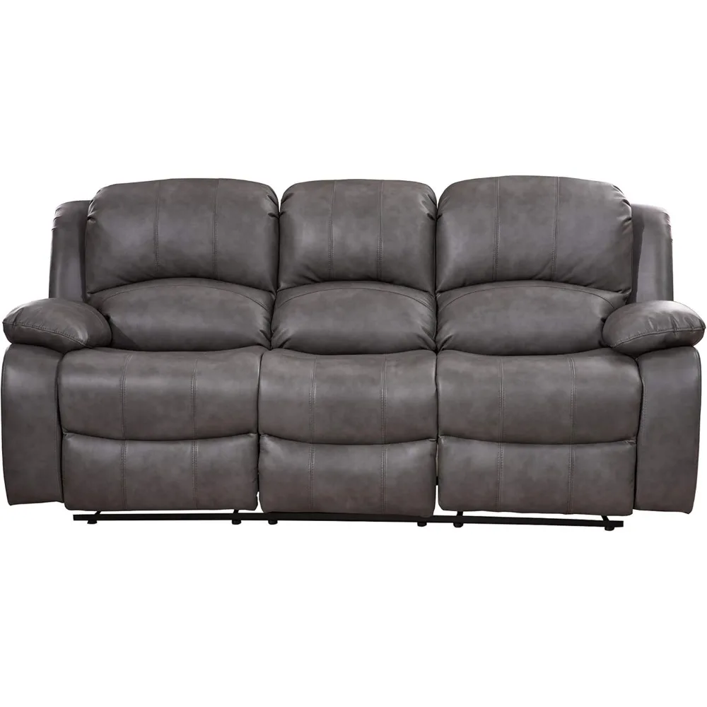 Juego de sillas reclinables para sala de estar, Set de sofá de cuero adherido, deslizador Loveseat, varios colores (gris), 8018, 3 unidades