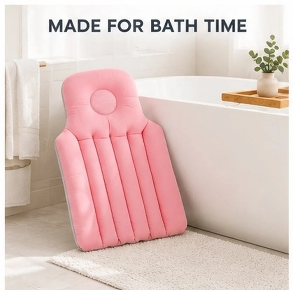 Adult Folding Bathtub with Comfortable Seat Cushion and Ergonomic Backrest Space Saving Portable for Home Travel Camping Use