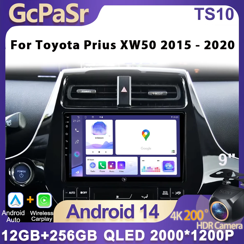 

Android для Toyota Prius XW50 2015-2020 авторадио CarPlay навигация GPS сенсорный экран 5G Wi-Fi 2Din автомобильный радиоприемник мультимедийный плеер