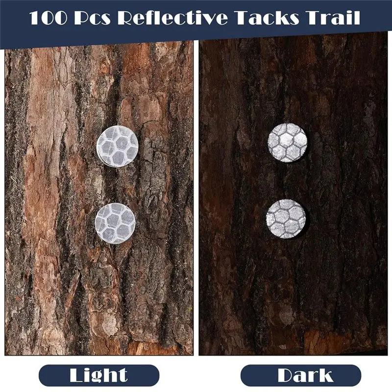 100Pcs Reflective Tacks Trail Marking Tacks Reflective Trail Tacks Glow Tacks Reflective Trail For Hiking Camping-Y41A