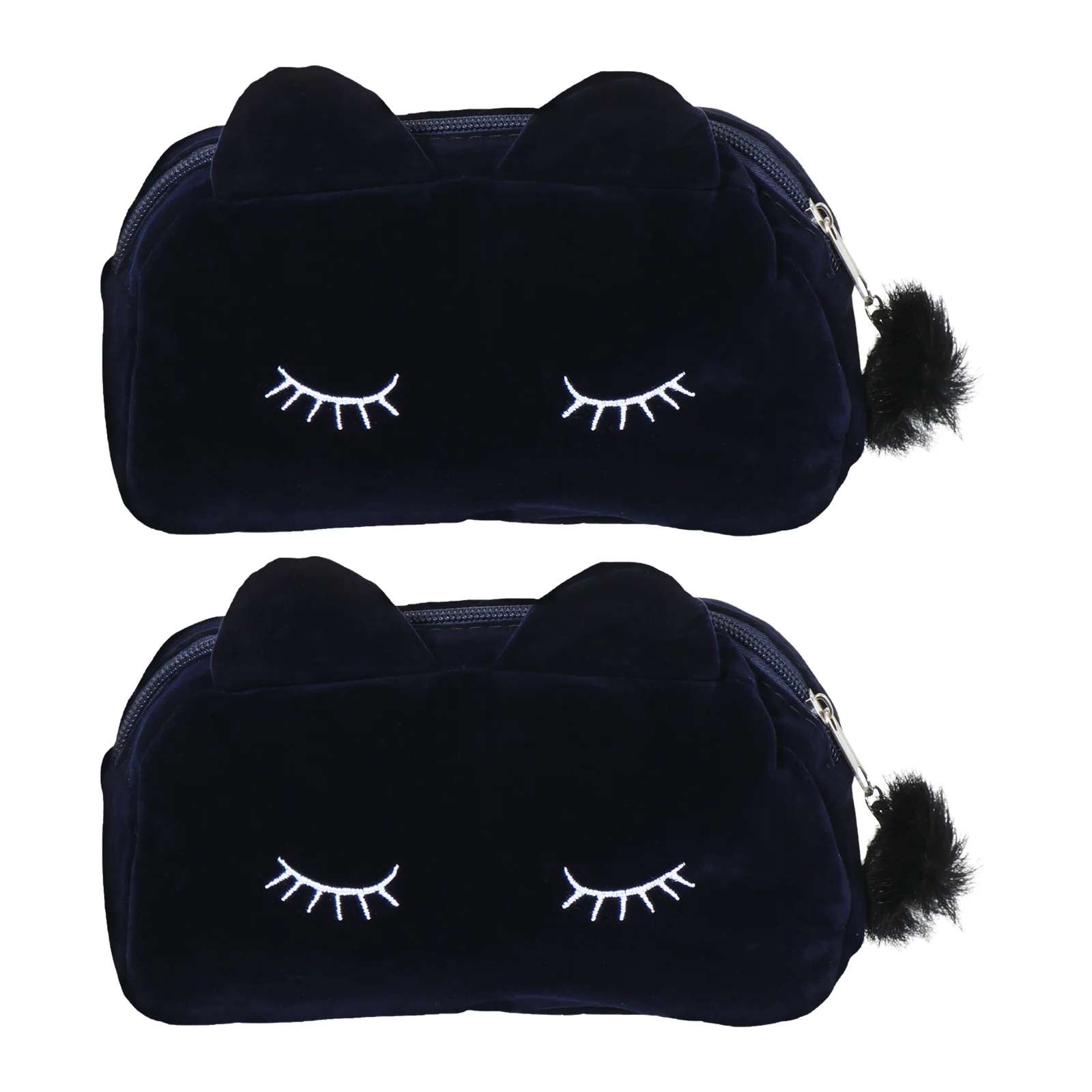 

2 Pcs Hello Makeup Bag Cat Travel Pen Bags Small Toiletry Navy Organizer