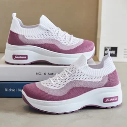 Fashion Women's Shoes 2024 Spring New Thick Sole Mesh Breathable Inner Increase Colored Comfortable Soft Casual Shoes