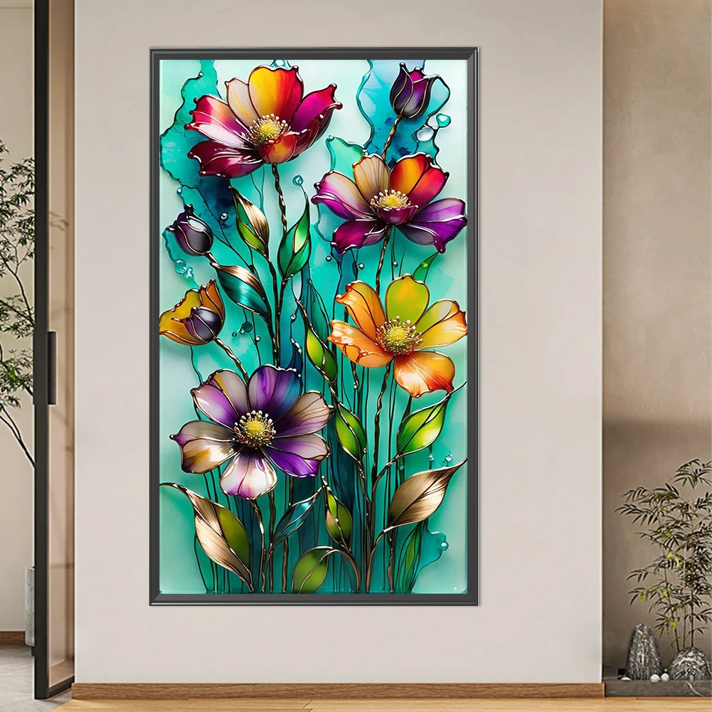 

D DIY Full Round Drill Partial AB Diamond Painting Glass Flower Decor 45x75cm