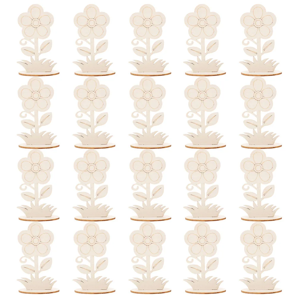 20 Peças de Flores de Madeira DIY para Artesanato, Flores de Madeira Não Pintadas, Decoração Única com Design Clássico, Leve e Fácil de Pintar para Casamentos e Festas em Casa