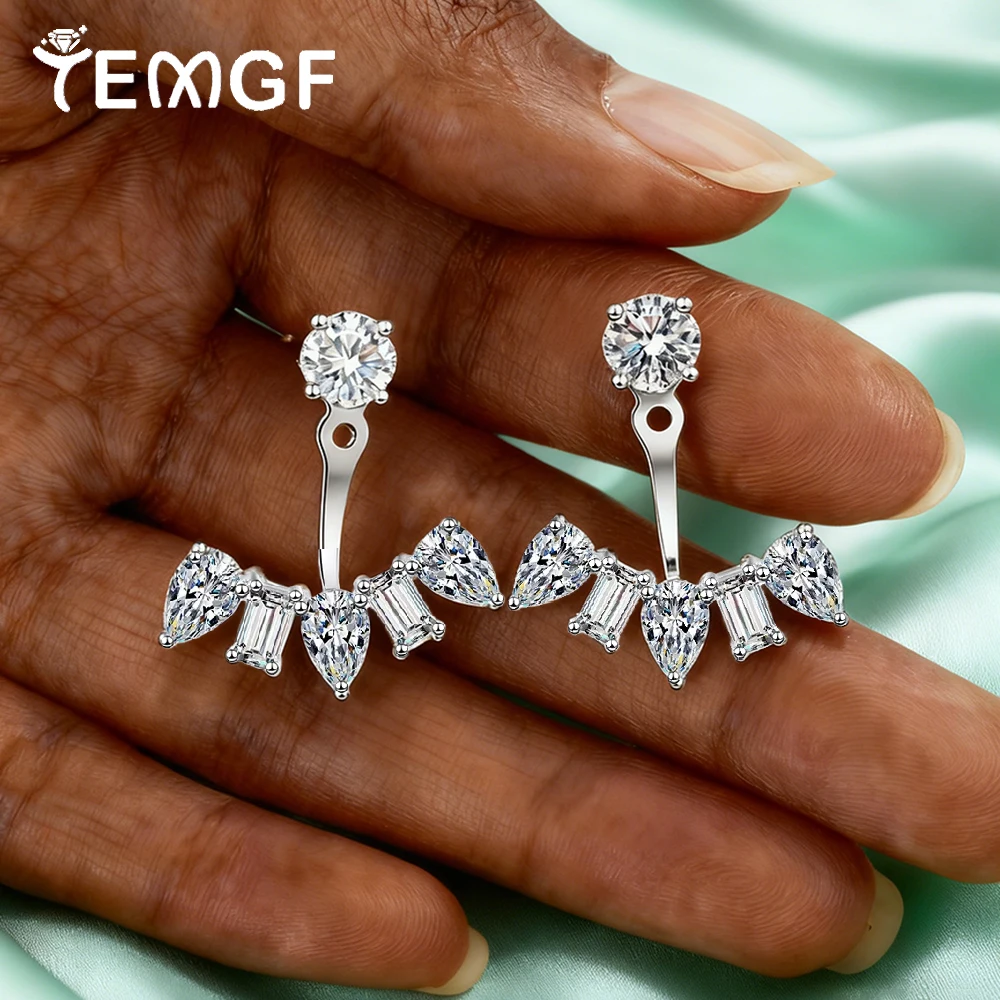 

Серьги TEMGF изумрудной и грушевидной огранки с муассанитом, серебро 925 пробы, съемные серьги-гвоздики для женщин, сертифицированные ювелирные изделия, подарки 6 карат/пара