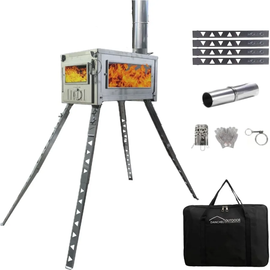 

Горячая палаточная печь HS6 с 19-дюймовыми увеличенными ножками и системой вторичного сгорания для эффективной зимней приготовления и охоты