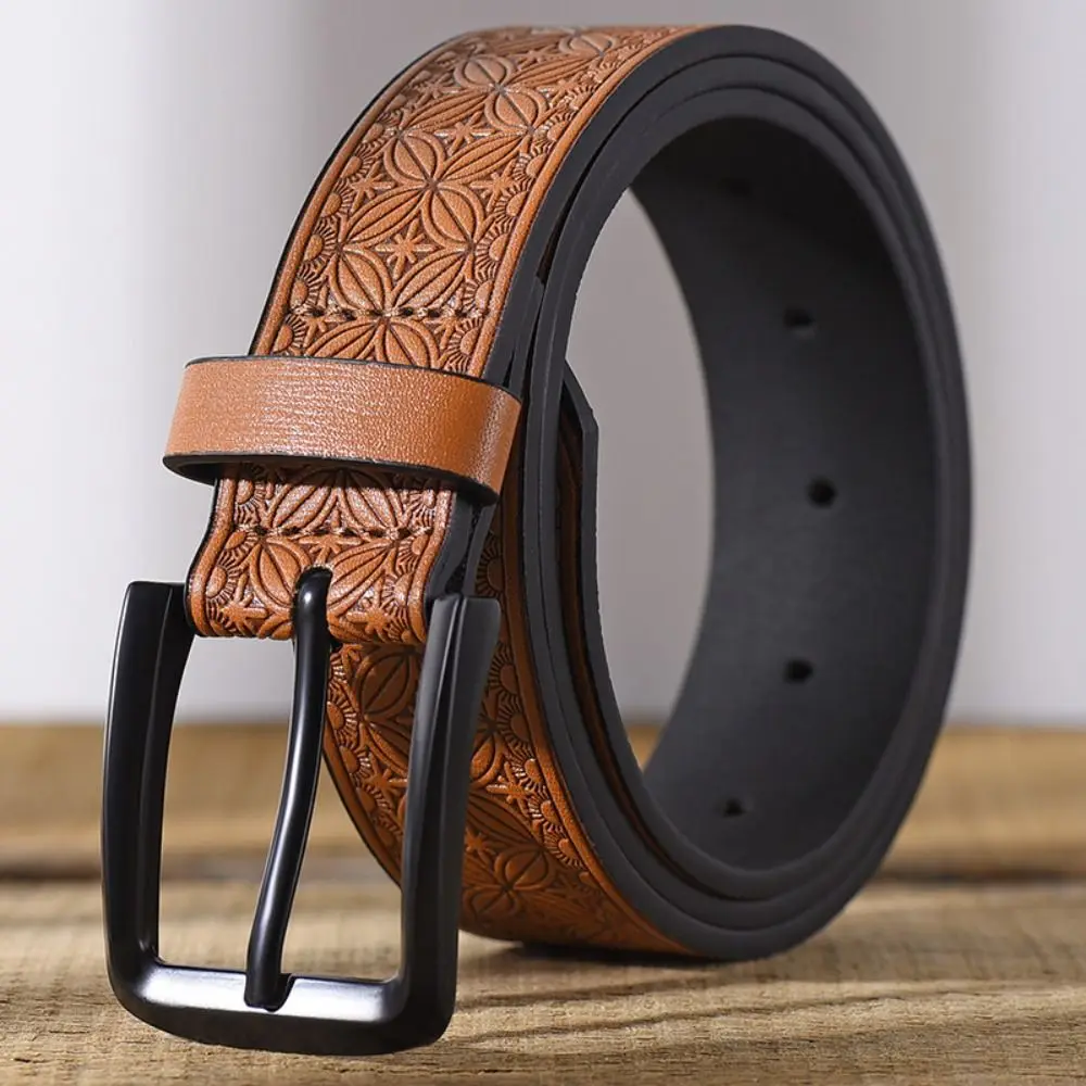 Fashion Luxury Design PU Leather Belt Casual Trendy Brand Alloy Pin Buckle Waistband Versatile Business Belt