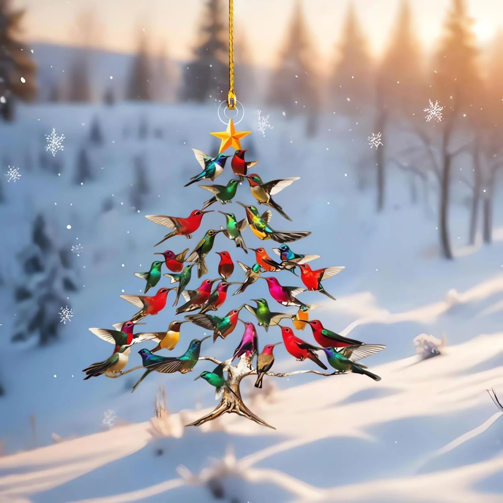 Colorful Hummingbirds Tree Decor Creative Hummingbird Hanging Tree Ornaments for Hummingbird Lovers