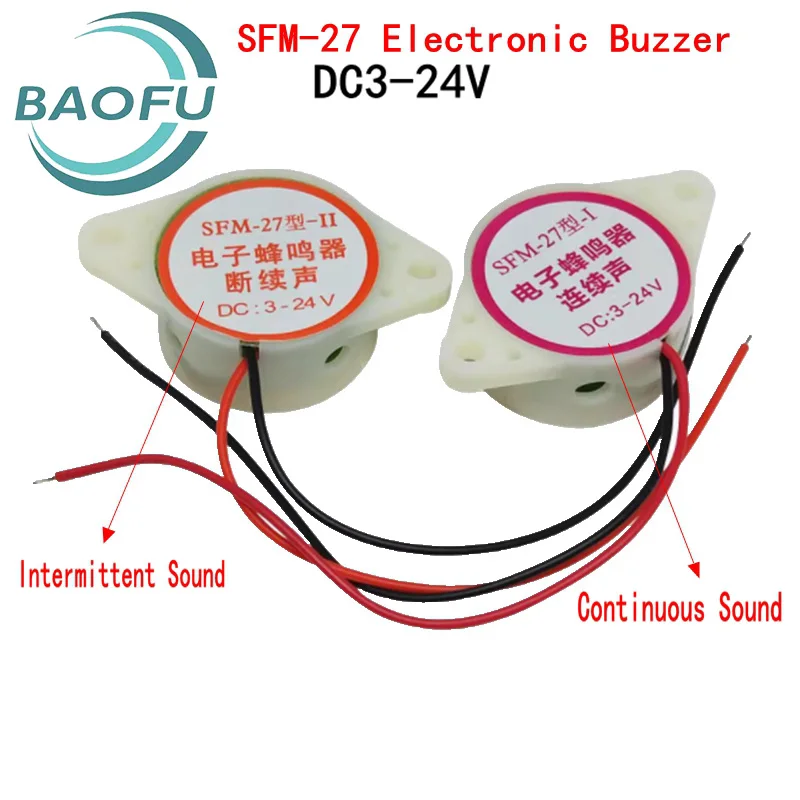

10pcs SFM-27 Electronic Buzzer DC3-24V Intermittent Sound / Continuous Sound