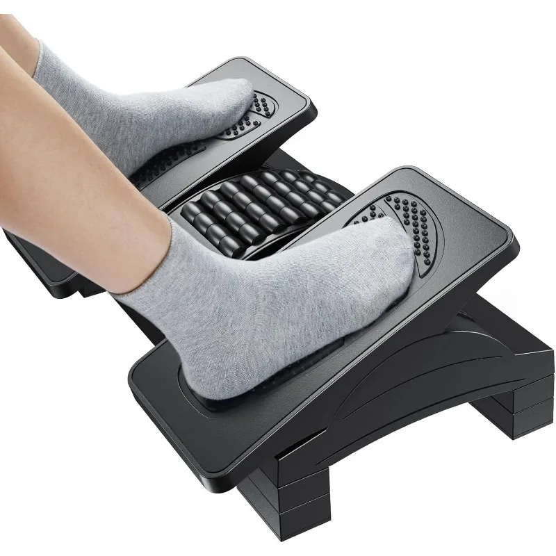 Foot Rest Under Desk  with Massage Texture and Roller, 20 Degree Tilt Angle Adjustment, Foot Stool for Office, Home