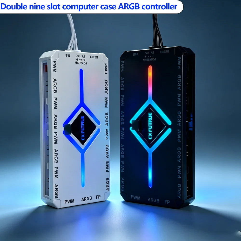 Double Nine computer case ARGB controller with 5V 3-pin PWM wireless remote control for synchronized fan hub