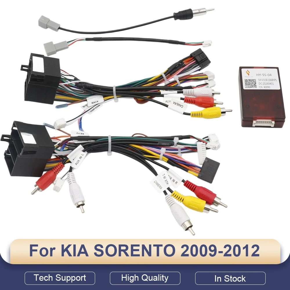 16Pin CANBUS Harness Adapter For Kia Sorento 2009-2012 Radio 2DIN Android Stereo Retain SWC Plug & Play Cable