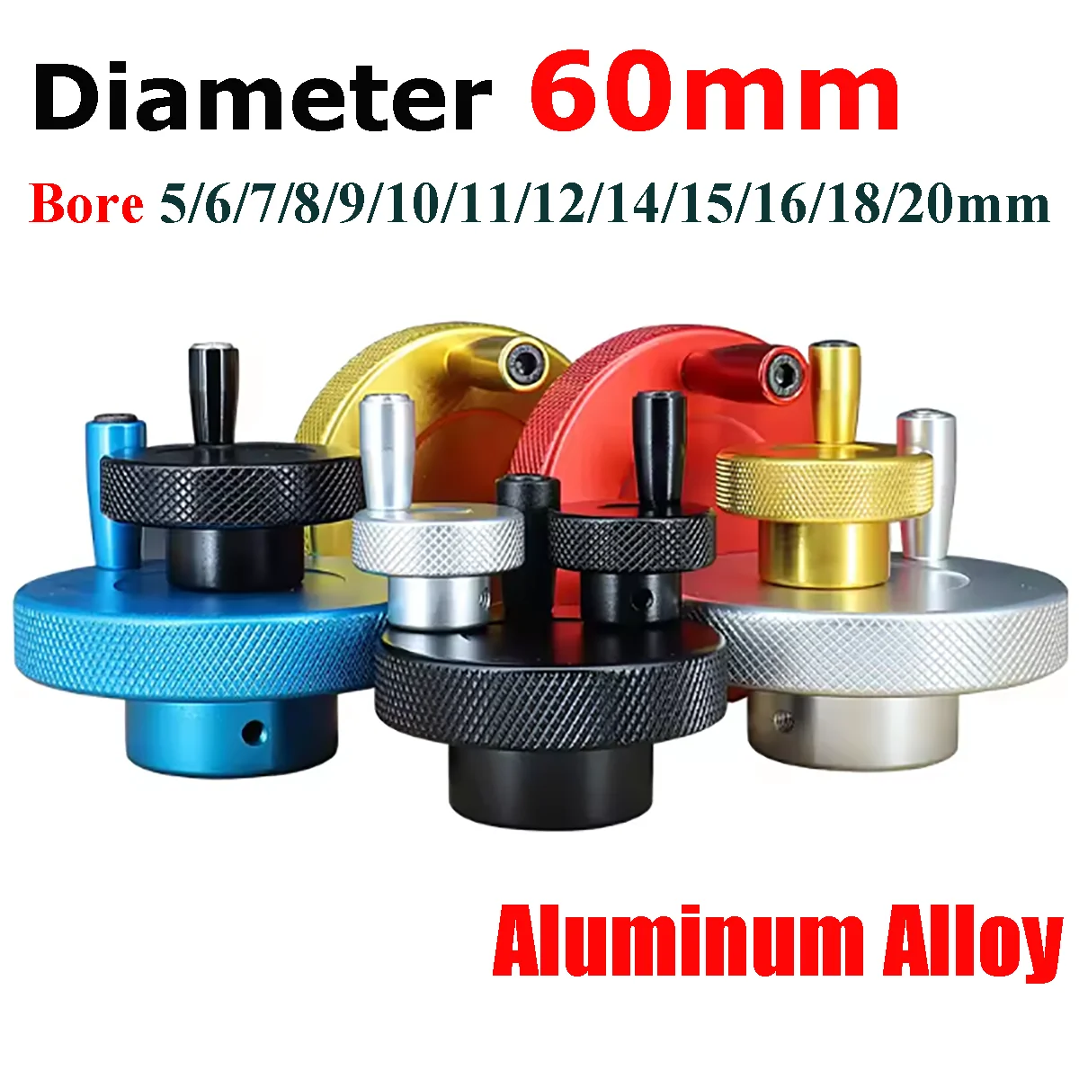 Aluminum Alloy Diameter 60mm CNC Knurling Sliding Table Screw Rod Knob Crank Rotating Handle Embossed Stepper Motor Hand Wheel