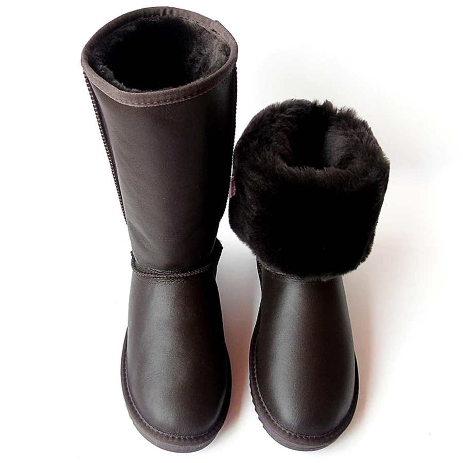 G&Zaco Knee High Boots Women Men Genuine Sheepskin Boots 2023 Winter Snow Boots Wool Long Sheep Boots Flat Warm Thick Shoes