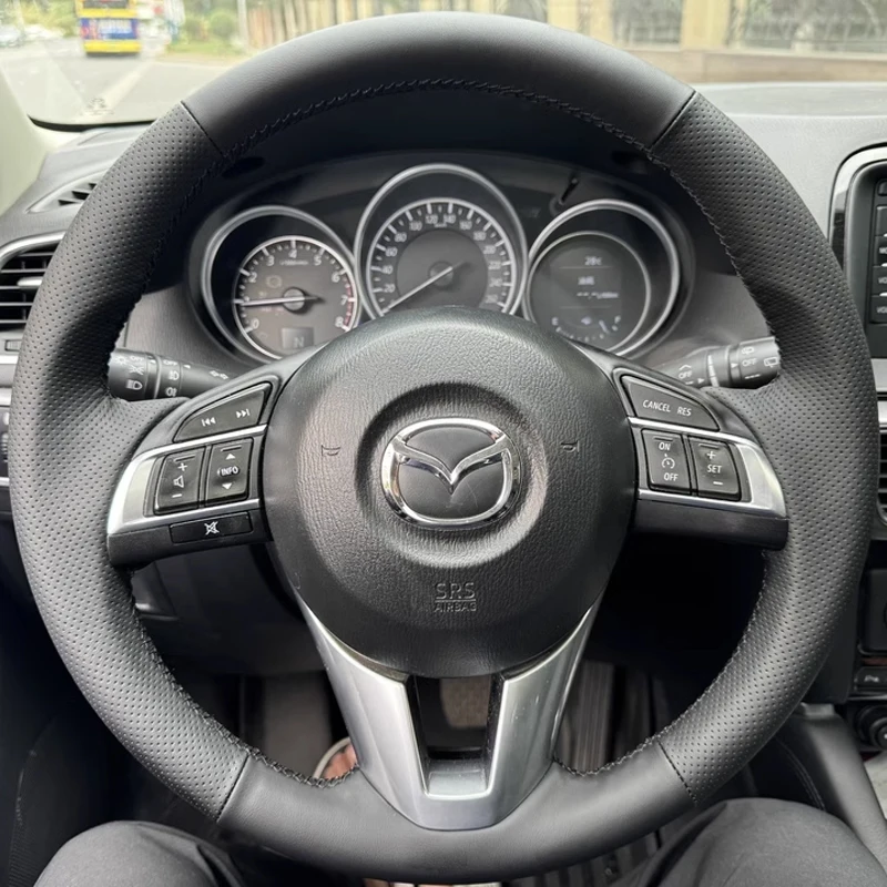 

Hand-sewn Car Steering Wheel Cover for Mazda 3 CX-5 CX5 Atenza CX-3 Scion iA 2016 Genuine Leather Braid Car Accessories
