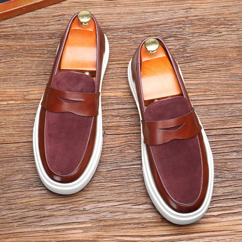 New Fashion Men's Casual Slip-on Leather Shoes Men Classic British Style Penny Loafers Mens Outdoor Board Shoe Driving Flats