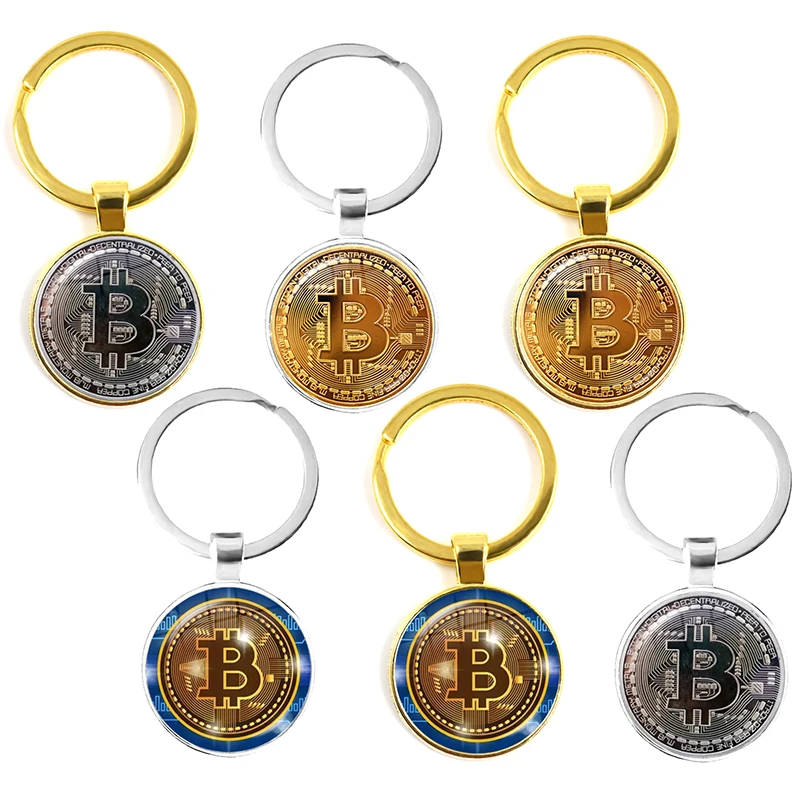 6 Styles Bitcoin Keychain Gold And Silver Colors Music Band Keyring Pendant Women And Men Jewelry Collection Gift