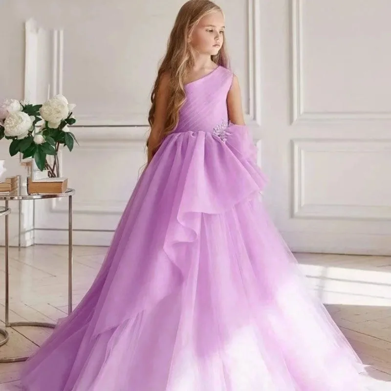 Lovely Purple Flower Girl Dress for Special Occasion Bridesmaid Party Wedding Pageant Birthday  Christmas Communion Baptism