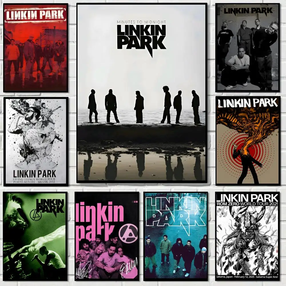 Linkin Park Rockband Leinwand-Poster Kunst HD Hochwertiger Druck Papier Wandkunst für Wohnzimmer Heimdekoration