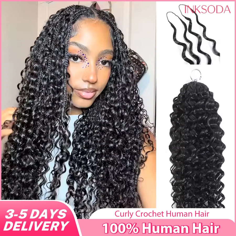 

Наращивание волос для крючкового плетения 12A Deep Wave Knotless, предварительно разделенные пряди, кудрявые волосы Water Wave, натуральный черный цвет, 100% человеческие волосы