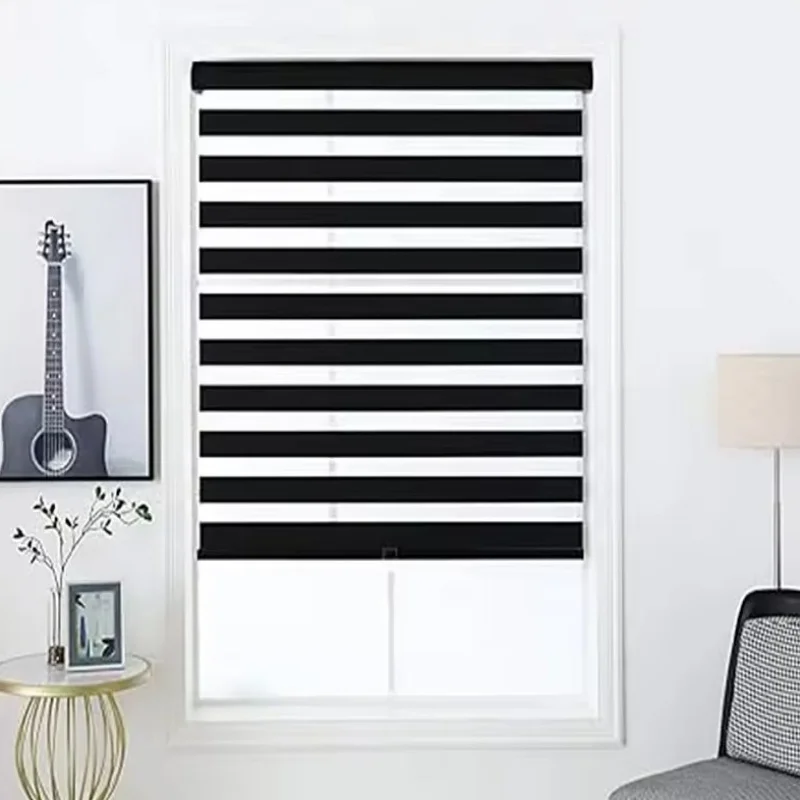 

China Factory Supply Best Quality Blackout And Waterproof Manual Cordless Spring Zebra Blinds For Living Room