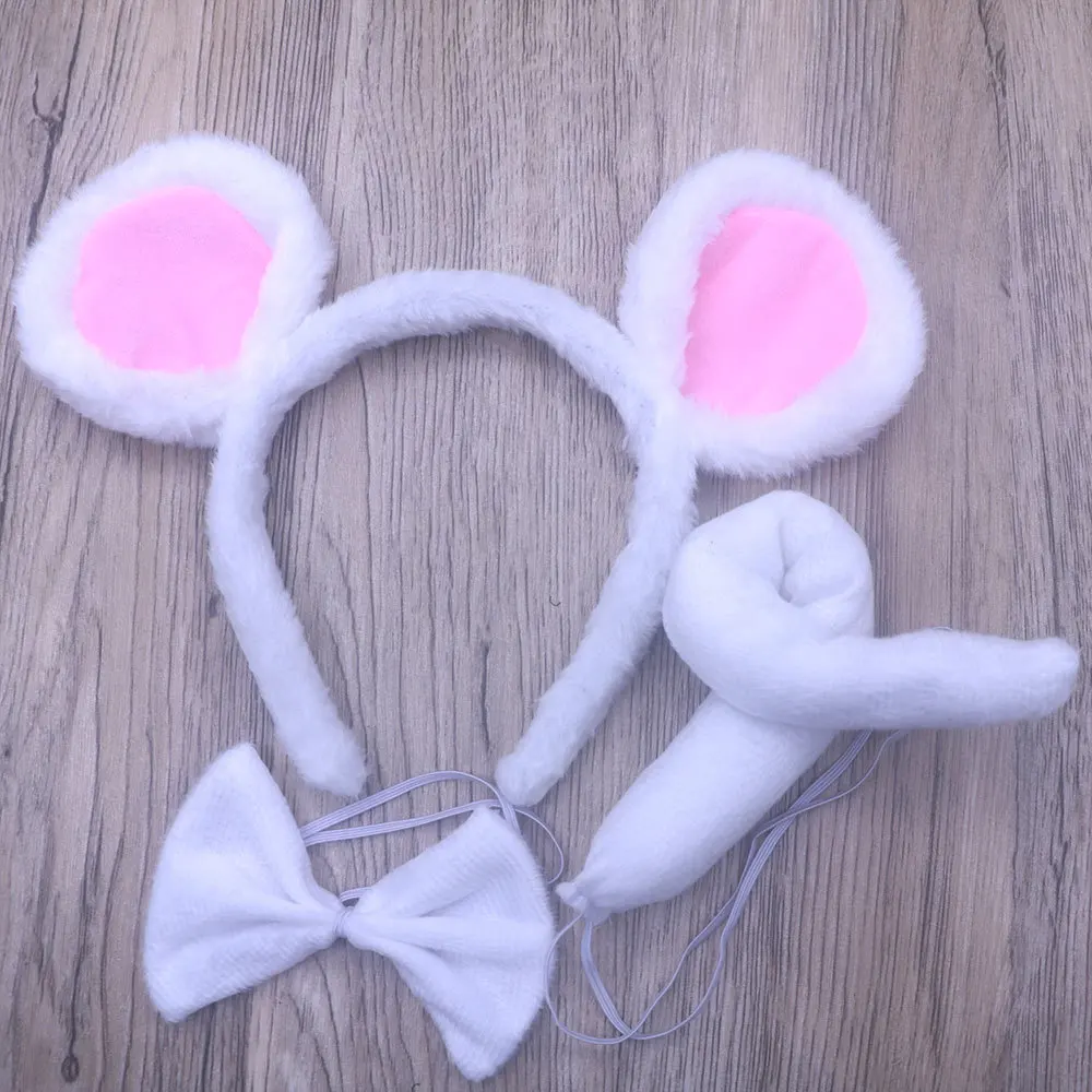 Boy Girls Children Kids Mouse Headband Tail Bow Easter Party Birthday Halloween Costume Cosplay