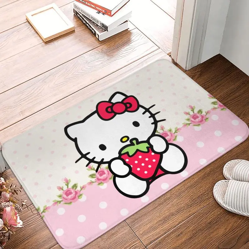 Custom Sanrio Hello Kitty Floor Door Bath Kitchen Mats Anti-Slip Indoor Doormat Garage Entrance Carpet Rug