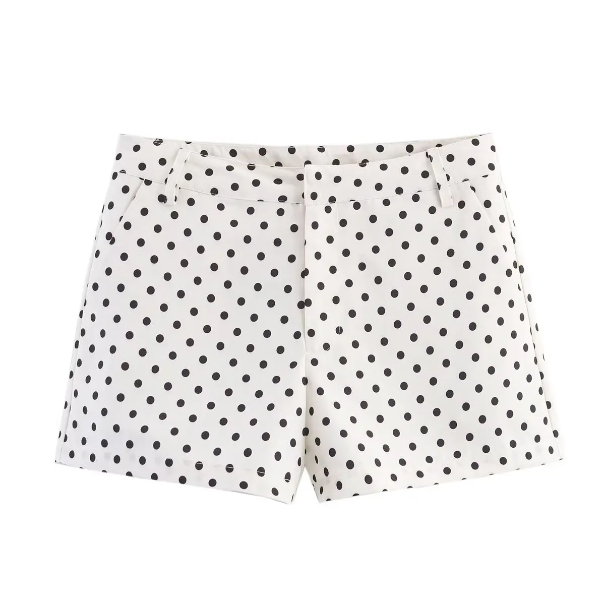 HH Weibliche Herbst Mode Polka Dot Gedruckt Set Lange Ärmel Rollkragen Kordelzug Jacke + A-line Shorts frauen Vintage Anzug – Detail 36