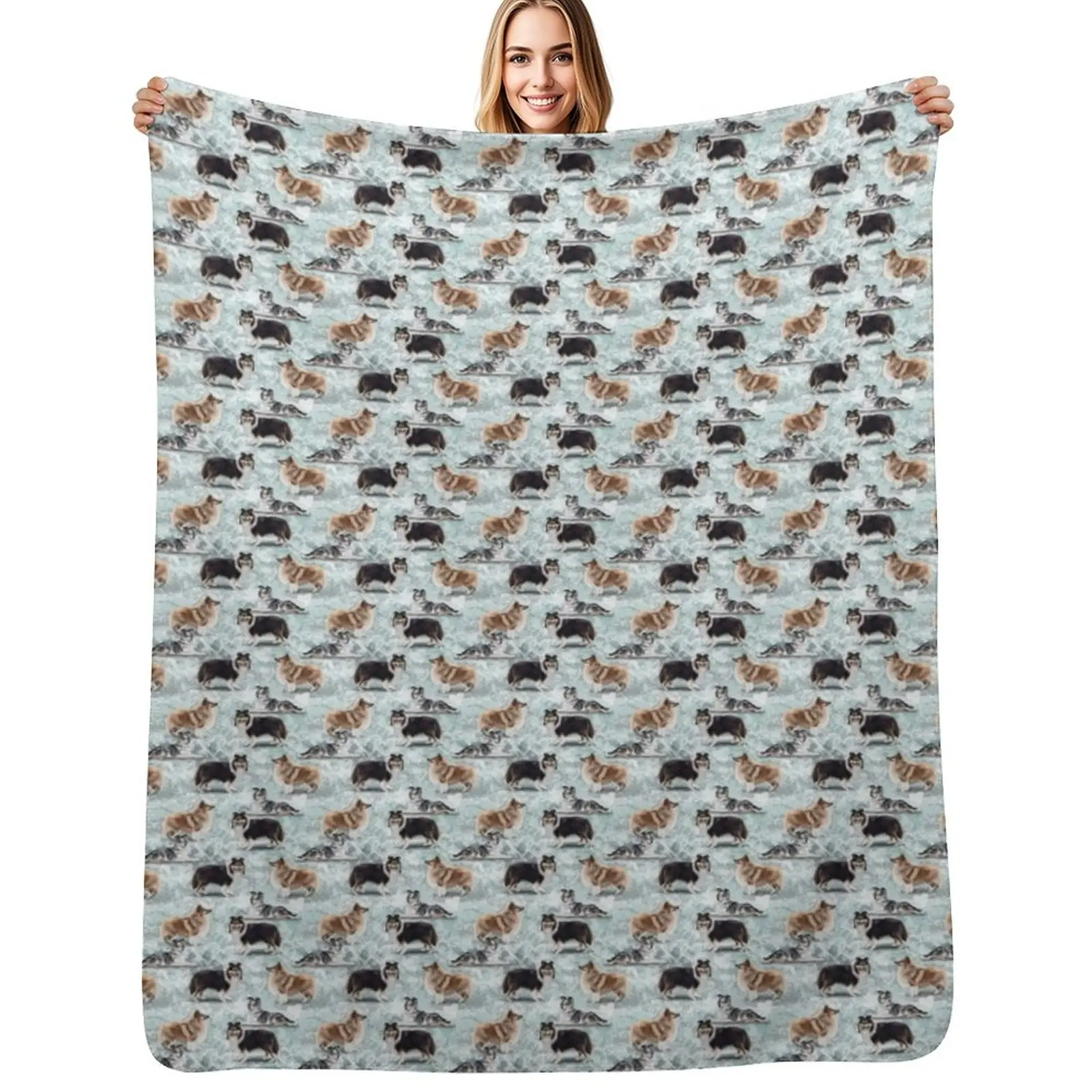 The Shetland Sheepdog Sheltie Throw Blanket Sofa Thermal Quilt Bed Fashionable for winter Decorative Throw Blankets