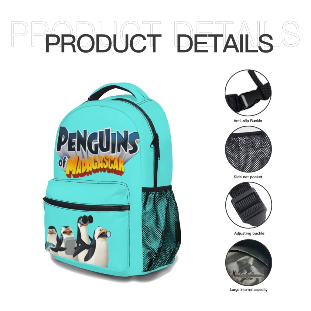 New Fashionable  MadagascarPattern Children's School Bag Cute  Print Lightweight Backpack