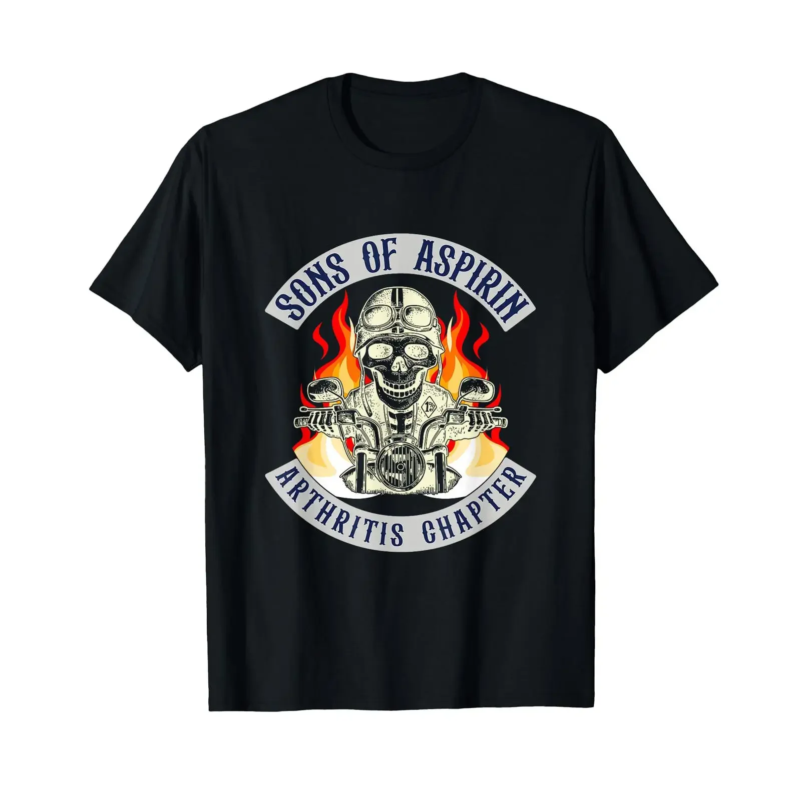 Funny Quote Sons Of Aspirin Arthritis Chapter Biker T Shirt vintage Washed Slightly graphic Stretched Top For Everyday Wear