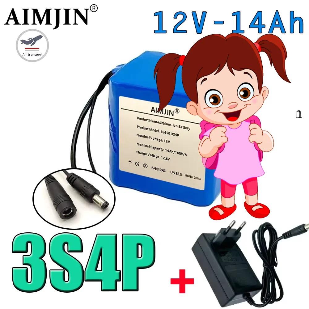 

Fishing Battery 12v 3S4P 14Ah Portable 12V Battery Rechargeable Lithium Ion Battery Pack + Charger