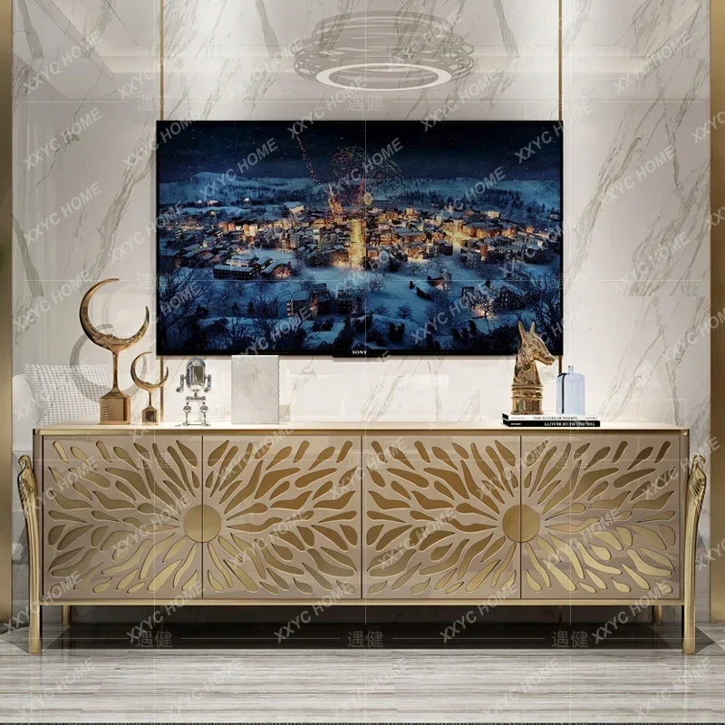 X Light luxury TV cabinet Post-modern simple TV cabinet Living room Hong Kong-style floor cabinet Painting process