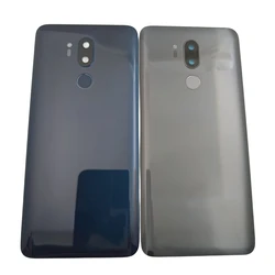 For LG G7 ThinQ G710EM Glass Back Battery Cover Door Panel Housing Case With Camera Lens+Fingerprint Button Replacement