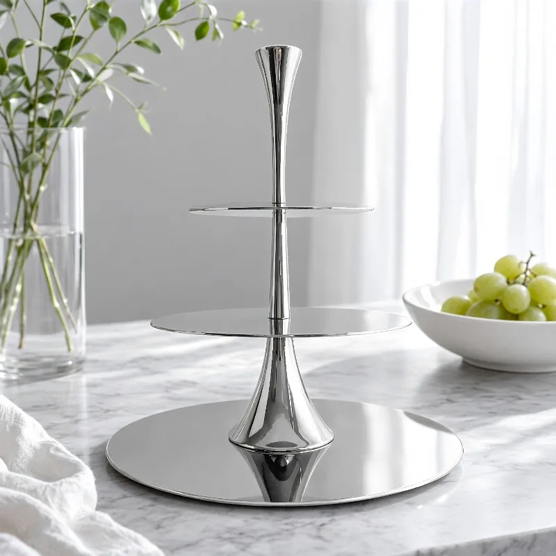 Multi-layer afternoon tea snack rack 304 stainless steel light luxury high-end feeling, hotel cake dessert rack