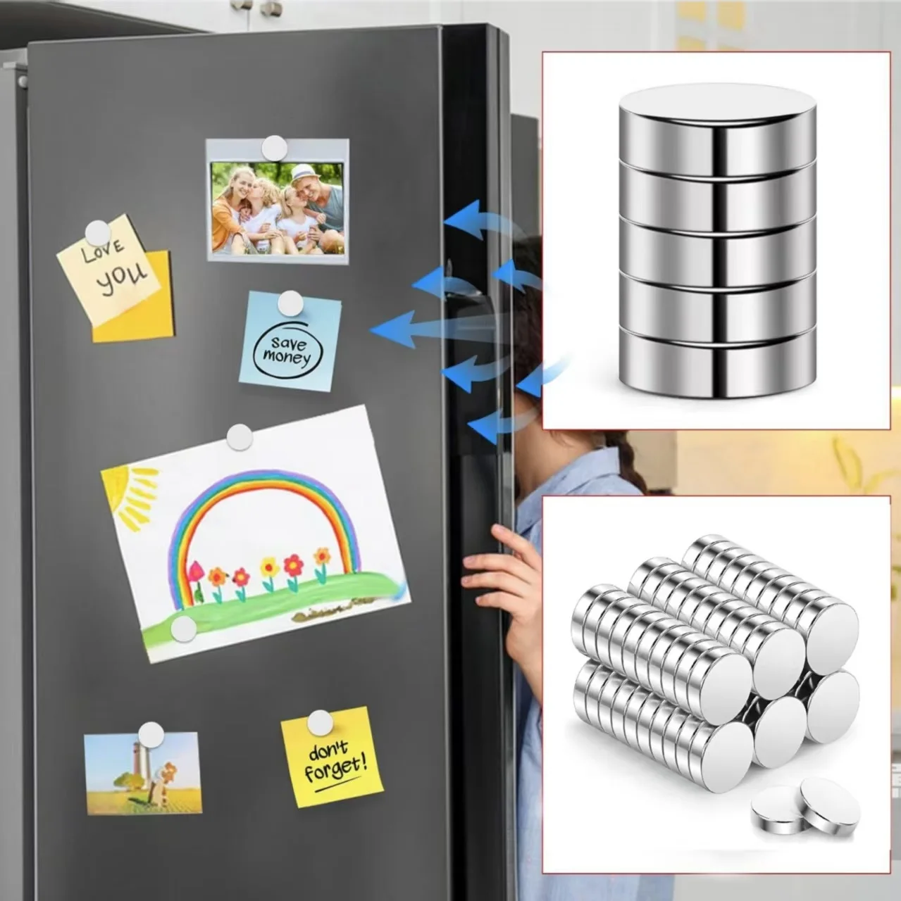 Strong Round Magnets for Fridge, DIY, Projects, Science, Office 4x2 4x3 5x2 5x3 8x2 8x3