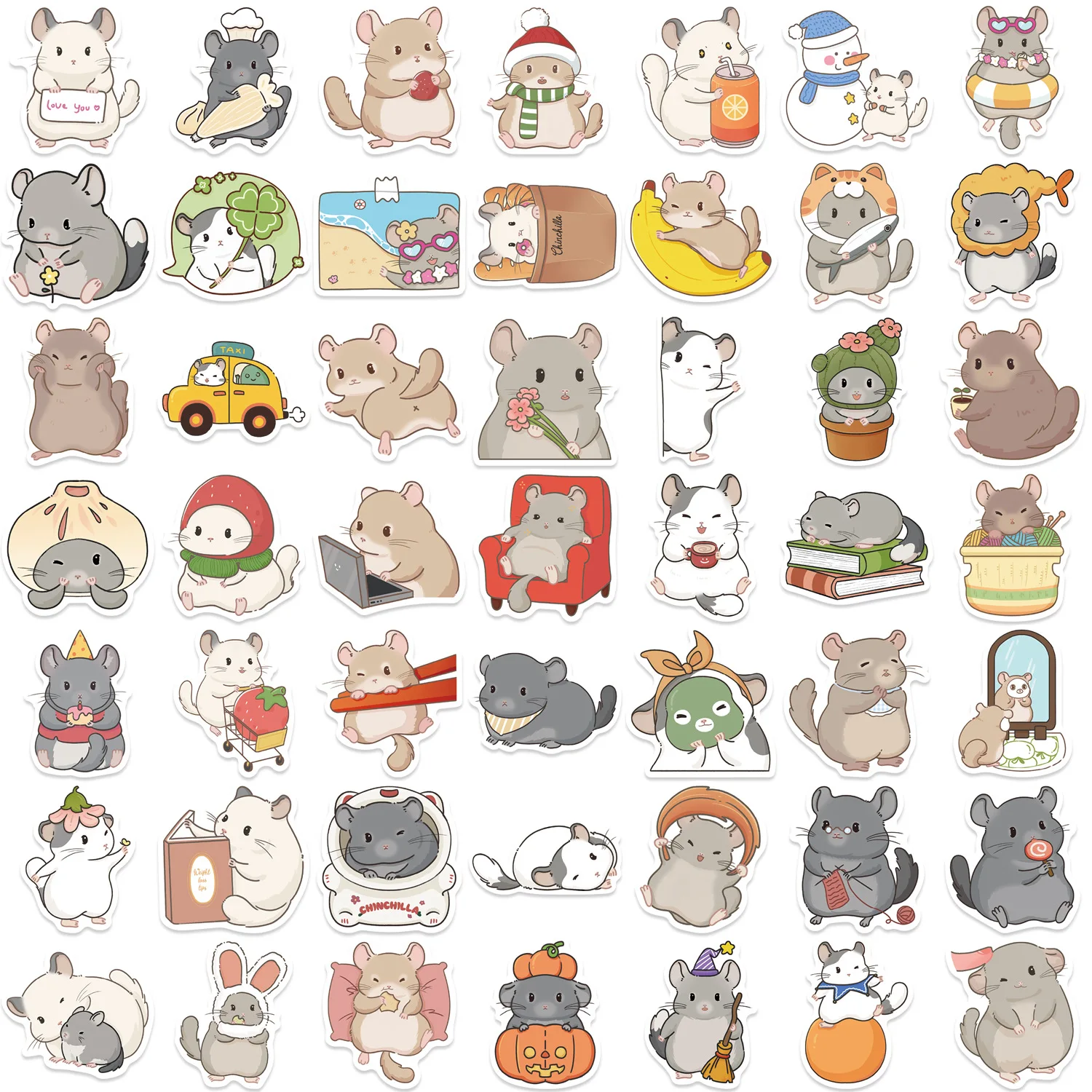 10/30/50PCS Cartoon Leuke Chinchilla Grappige Graffiti Sticker Decoratie Laptop Telefoon Case Gitaar Waterdichte Sticker Kinderen speelgoed Gift