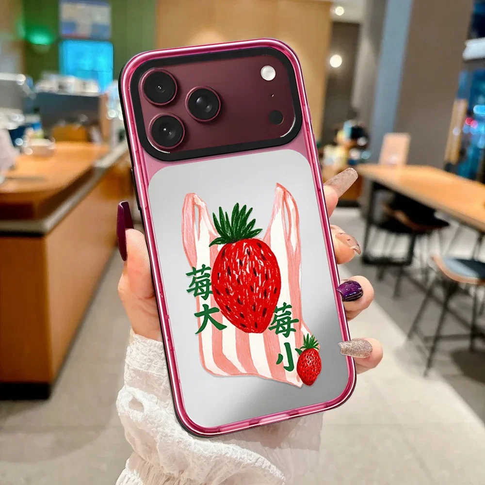 Graffiti Shopping Bag Strawberry Impact Case - Mirror / Glaze Magnetic Cover: Compatible with IPhone 18 17 Pro Max 18Pro