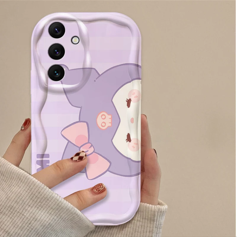 Hello Kitty Cinnamoroll 3D Wave Phone Case For Samsung Galaxy A54 A34 A24 A14 A13 A53 A33 A73 A23 A52 A52S A32 A22 A12 A51 A71