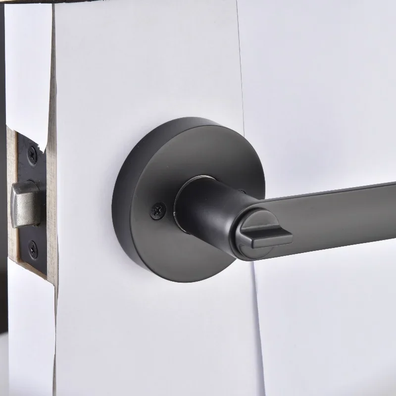 Black Door Handle Door Lock Three-Bar Spherical Square Channel Privacy Mask Interior For Bedroom Room Bathroom