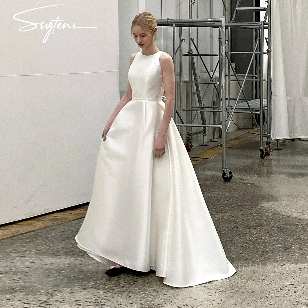 

SSYTENS Rose Red Satin Evening Dress Strapless Sleeveless Dubai Arab Party Dress Elegant A line Long Event Dress Customized