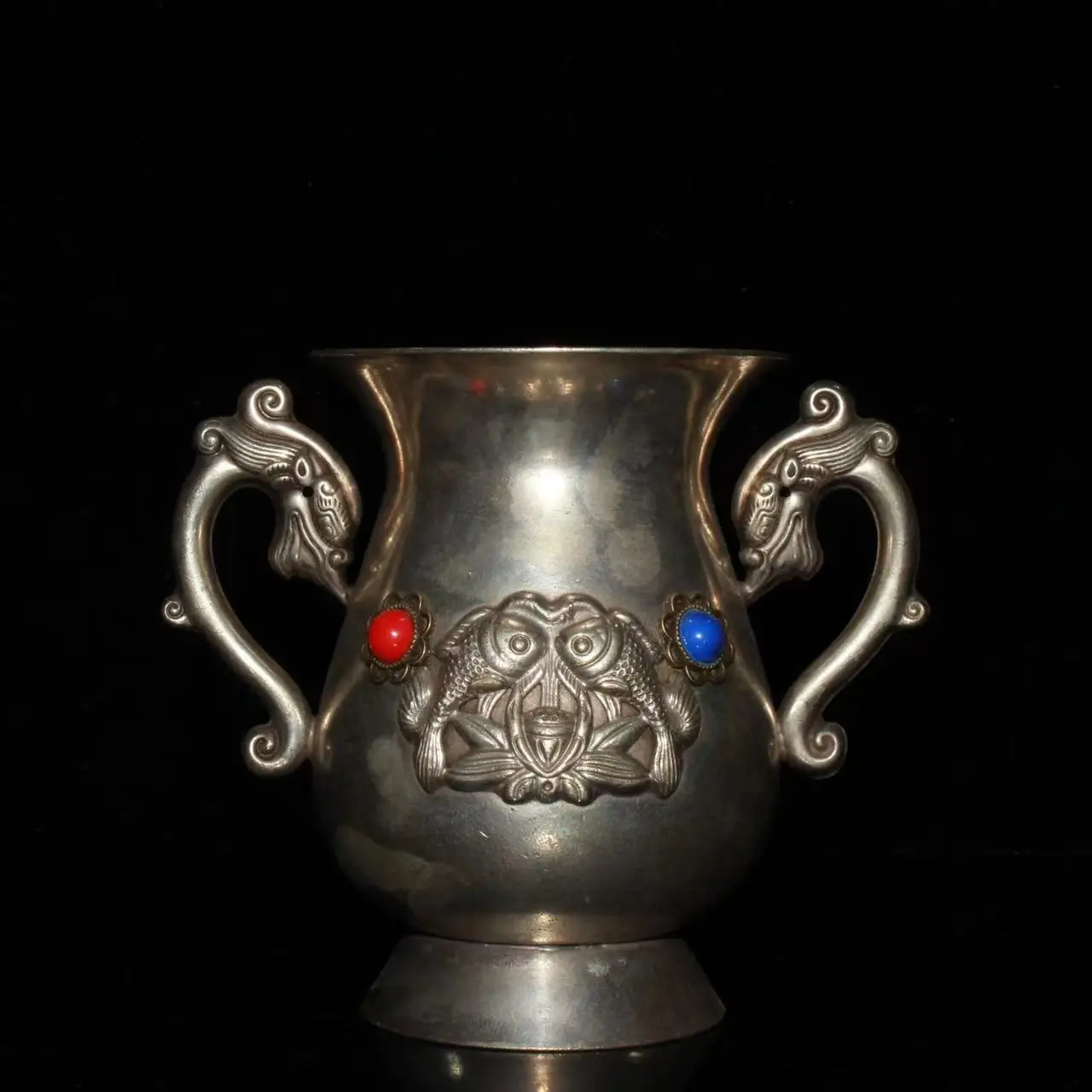 

Antique QingDyansty old Tibet Silver tea cup,Carved flower,with mark, Hand crafts,Collection&Adornment,Free shipping